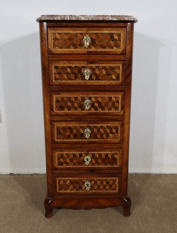 Small Chiffonnier in precious wood marquetry, Napoleon III period - Mid 19th century