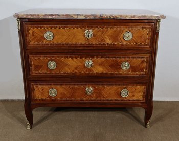 Small chest of drawers in Precious Wood Marquetry, stamped C-M. Magnien, Louis XVI period - XVIIIth century