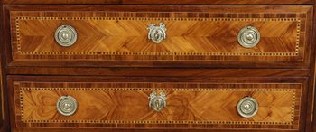 Small chest of drawers in Precious Wood Marquetry, stamped C-M. Magnien, Louis XVI period - XVIIIth century