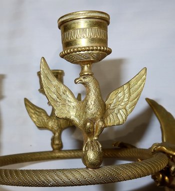 Pair of gilt bronze candle holders, Empire - Early 19th century