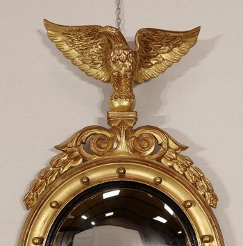 Gilded Wood Witch Mirror, Empire style - Mid 20th century