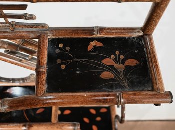 Small Bamboo Shelf and Pair of Wall Brackets with Asian decoration - 1920