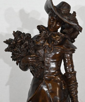 Important Bronze " The elegant lady and her dog ", by A. Gaudez - End of XIXth century