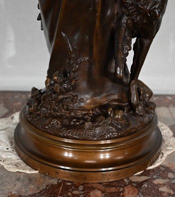 Important Bronze " The elegant lady and her dog ", by A. Gaudez - End of XIXth century