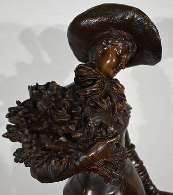 Important Bronze " The elegant lady and her dog ", by A. Gaudez - End of XIXth century