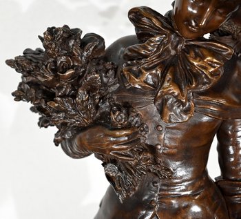 Important Bronze " The elegant lady and her dog ", by A. Gaudez - End of XIXth century