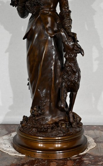 Important Bronze " The elegant lady and her dog ", by A. Gaudez - End of XIXth century