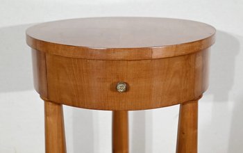 Pair of small cherry wood pedestal tables, Empire style - Mid 20th century