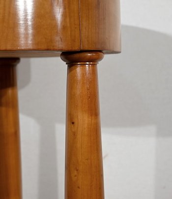 Pair of small cherry wood pedestal tables, Empire style - Mid 20th century