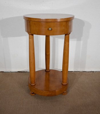 Pair of small cherry wood pedestal tables, Empire style - Mid 20th century