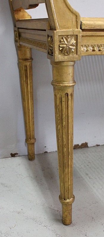 Small Gilded Wood and Cane Bench, Louis XVI style - 1900