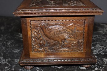 Walnut box with animals decoration end of XIX