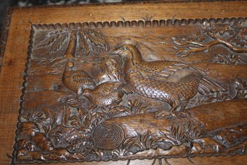 Walnut box with animals decoration end of XIX