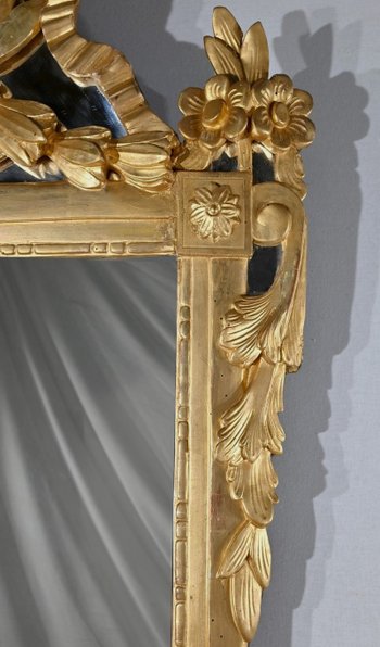 Rechteckiger Spiegel aus vergoldetem Holz, Stil Louis XVI - Ende 19.