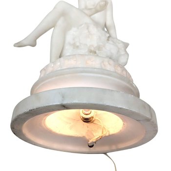 Lampada da notte in alabastro Art Déco del 1930, di Umbetrto Stiaccini