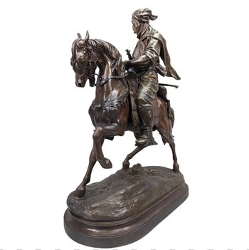 Orientalist Rider Late 19th Century In Regulates Signed Barye Fils And Guillemin