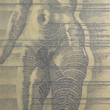 Large Portrait Of Woman In Bold Pencil 60s Martinez