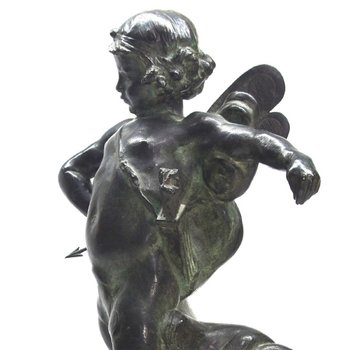 Cupid Bronze Green Patina Late Nineteenth Time