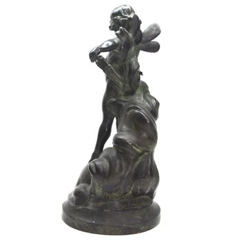 Cupid Bronze Green Patina Late Nineteenth Time