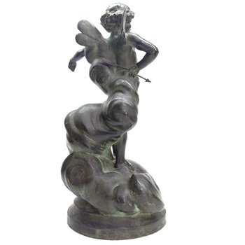 Cupid Bronze Green Patina Late Nineteenth Time