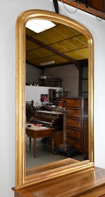 Important Gilded Mirror with Gold Leaf, Louis-Philippe Period - Mid-19th Century