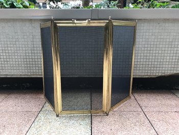 Old Brass Fireplace Screen Early 20th Century Great Height