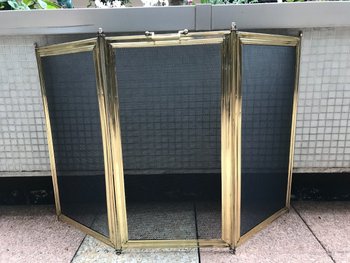 Old Brass Fireplace Screen Early 20th Century Great Height