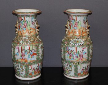 Paire de vases de Canton , Chine fin XIX