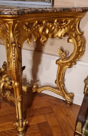 Large Gilded Wooden Console Napoleon III