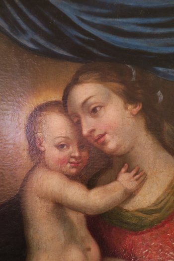  Tableau du XVIII° siècle ,Vierge à l'enfant