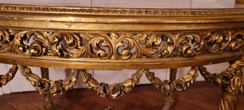 Napoleon III Style Louis XVI Oval Middle Table In Gilded Wood