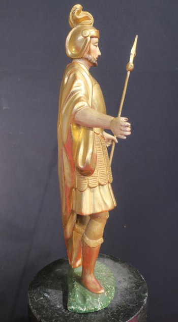 Statue en bois doré XVIII° siècle, centurion romain