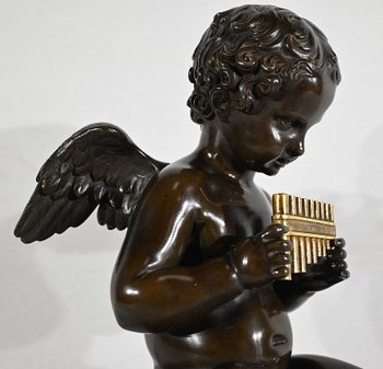 Bronze « Angelot à la Flûte » – Fin XIXe