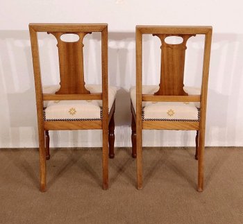 Pair of Solid Mahogany Chairs, Restoration Period - Early 19th Century