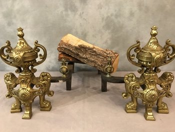 19th Century Polished Bronze Andiron