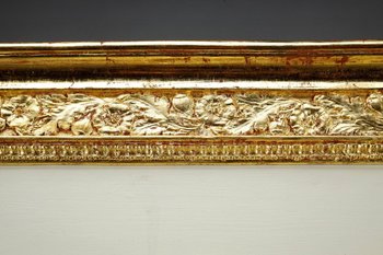 Grand Miroir Trumeau En Bois Et Stuc Doré, d'époque Empire, 19e