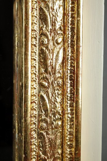 Grand Miroir Trumeau En Bois Et Stuc Doré, d'époque Empire, 19e