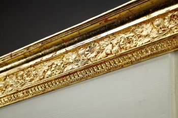 Grand Miroir Trumeau En Bois Et Stuc Doré, d'époque Empire, 19e