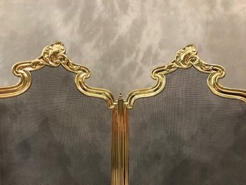 Antique 19th Century Brass Fireplace Screen In The Louis XV Style