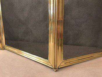 Antique 19th Century Brass Fireplace Screen In The Louis XV Style