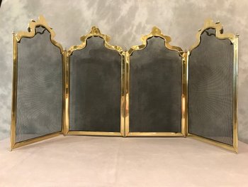 Antique 19th Century Brass Fireplace Screen In The Louis XV Style