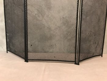 Antique 19th Century Blackened Iron Fireplace Screen