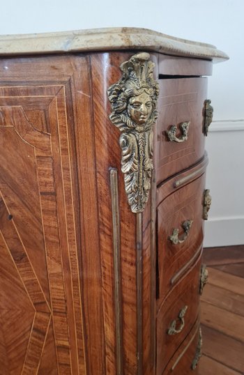 Small Chest Of Drawers In Marquetry Regency Style