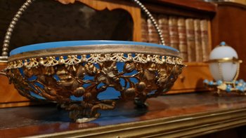 Blue Opaline Cup, Golden Metal Frame, XIXth Century