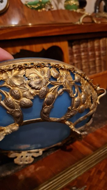 Blue Opaline Cup, Golden Metal Frame, XIXth Century