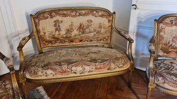 Wohnzimmer Vergoldetes Holz, Stil Louis XVI Napoleon III