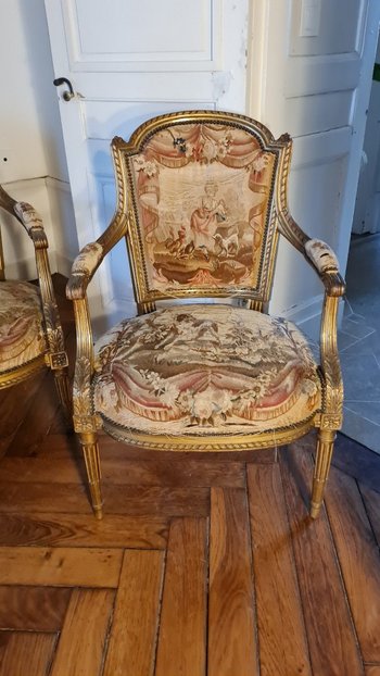 Wohnzimmer Vergoldetes Holz, Stil Louis XVI Napoleon III