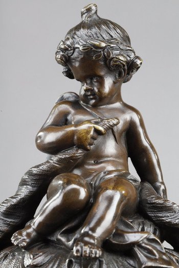 Vase en bronze à décor de putti vendangeurs, dans Le goût de Clodion, 19e Siècle