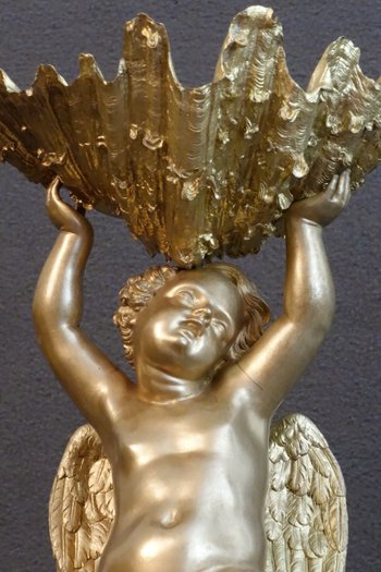 Pair Of cherubs with clusters XIXth century