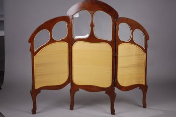 Screen 1900 In Mahogany Signed Felix Bernard